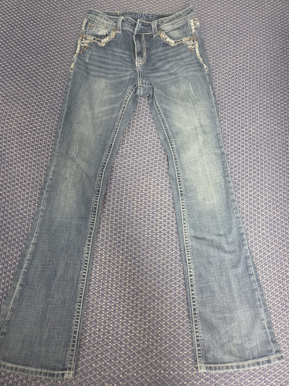 Bootcut Western Jeans with Embellished Pockets #0088